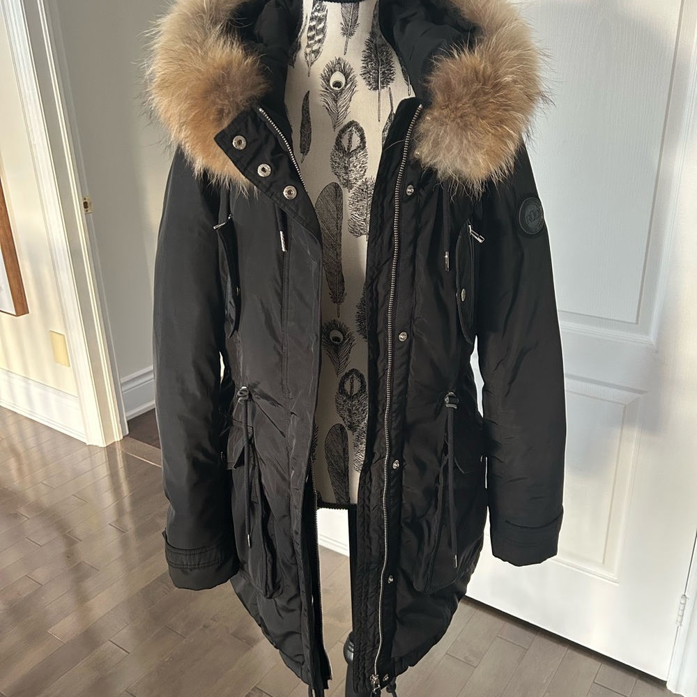RUDSAK Black Parka with Fur Trim